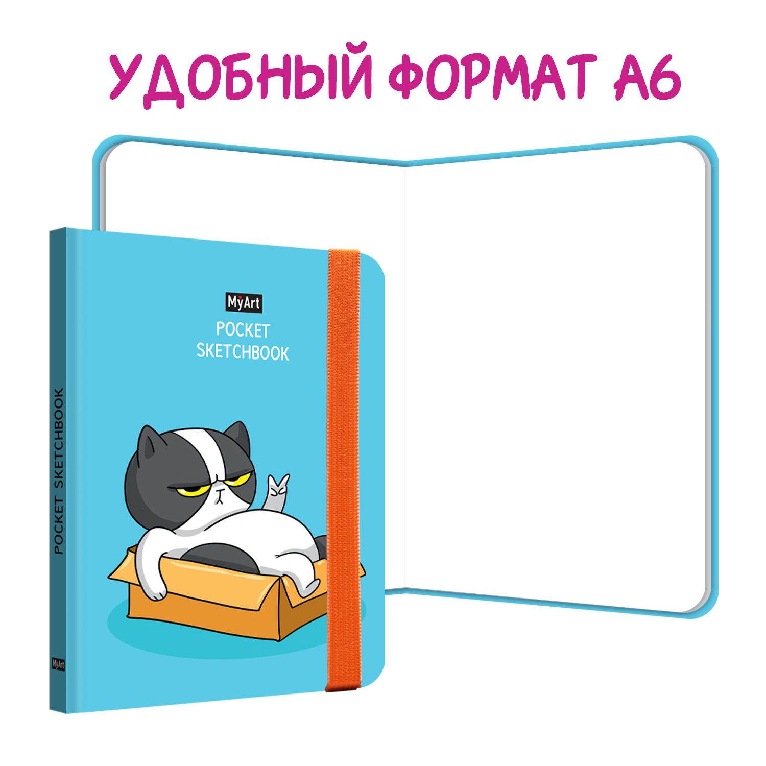 Набор блокнотов Проф-Пресс Скетчбук Pocket MyArt А6 48 л. Кот синий+Гусь+Енот - фото 2