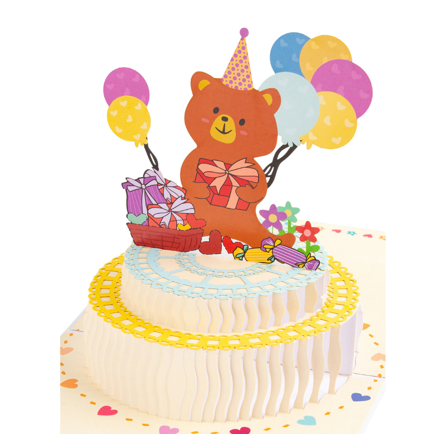 Открытка С днем рождения NRAVIZA Детям объемная Мишка на торте - фото 2