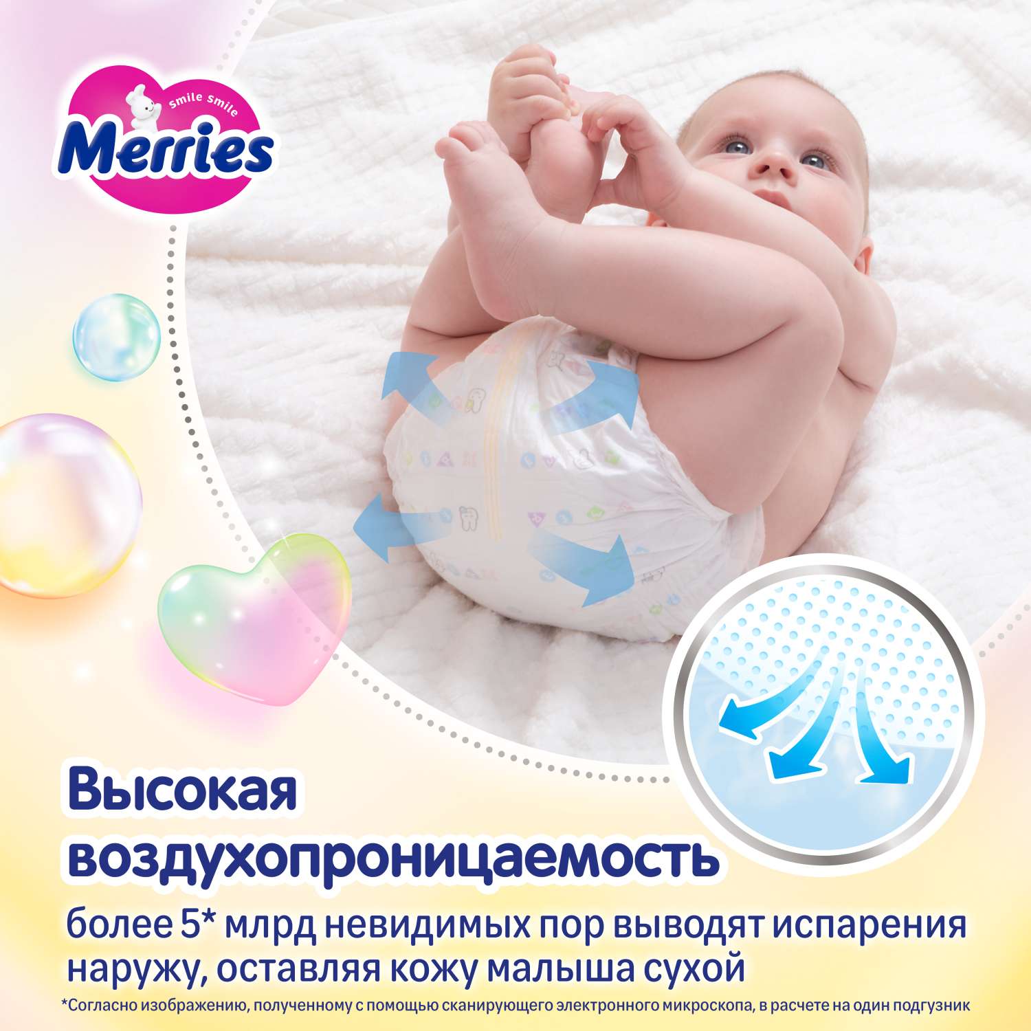 Подгузники Merries S (4-8 кг) 70 шт. - фото 3