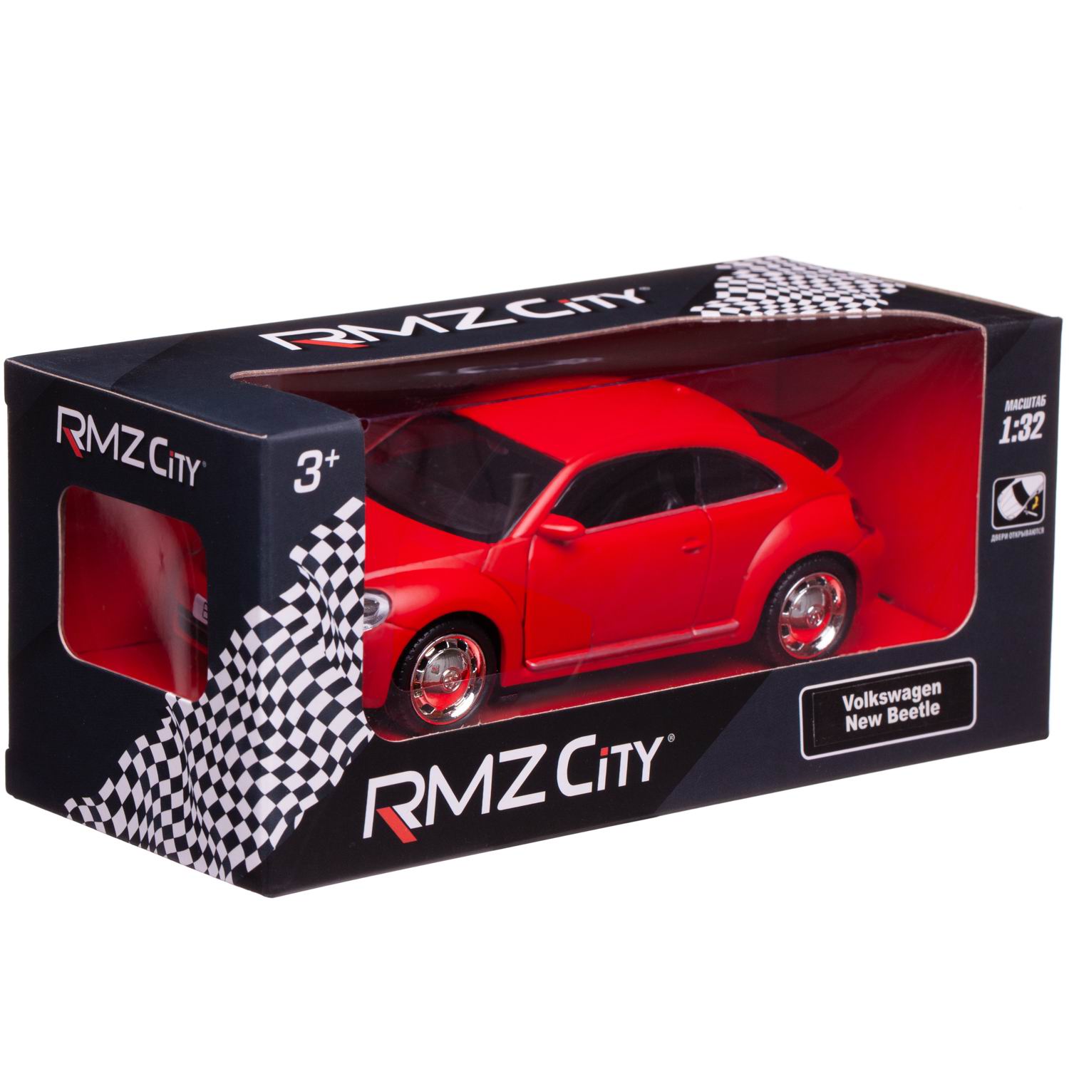 Металлическая инерционная машина RMZ City - Volkswagen New Beetle 2012, 1:32, красный матовый