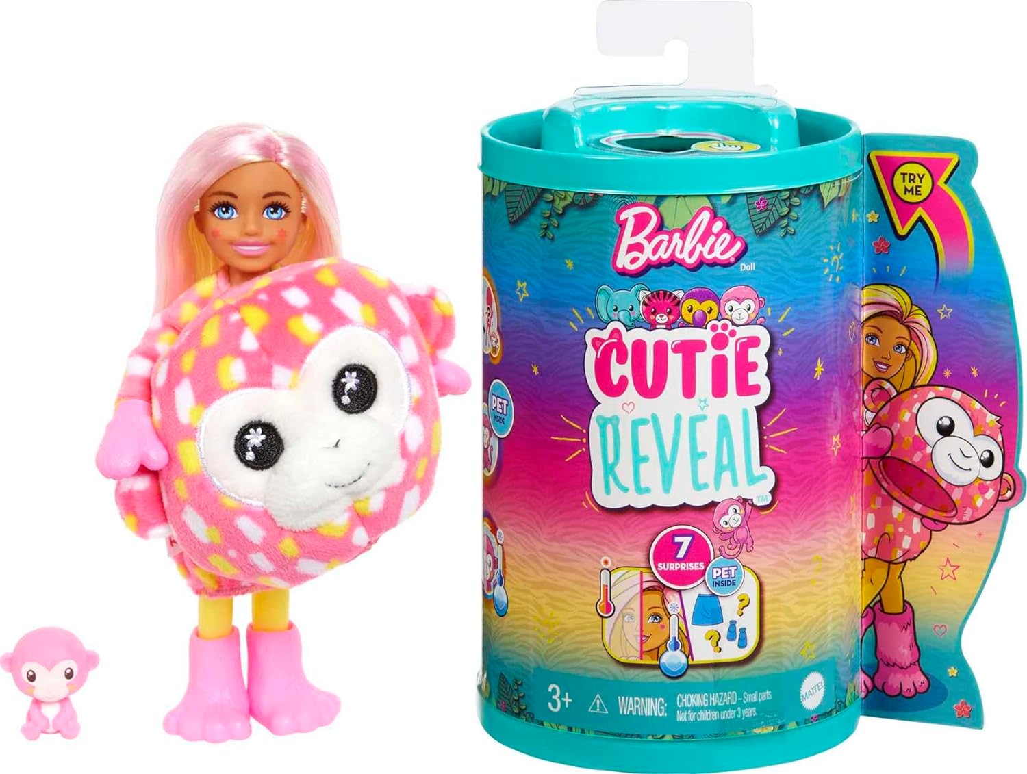 Кукла мини Barbie Cutie Reveal Челси Обезьянка HKR14 - фото 1