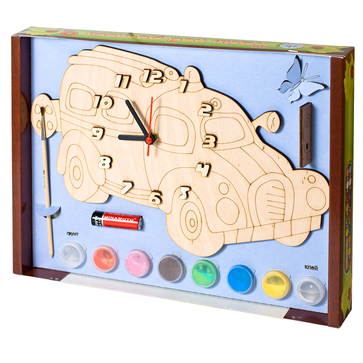 Набор для творчества Нескучные игры Часы с циферблатом Машинка с красками 8030 /20 - фото 1