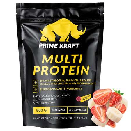 Протеин Prime Kraft Multi Protein комплексный клубника-банан 900г
