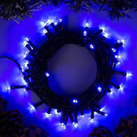 Гирлянда Luazon «Нить» 5 м IP20 тёмная нить 50 LED свечение синее 8 режимов 220 В