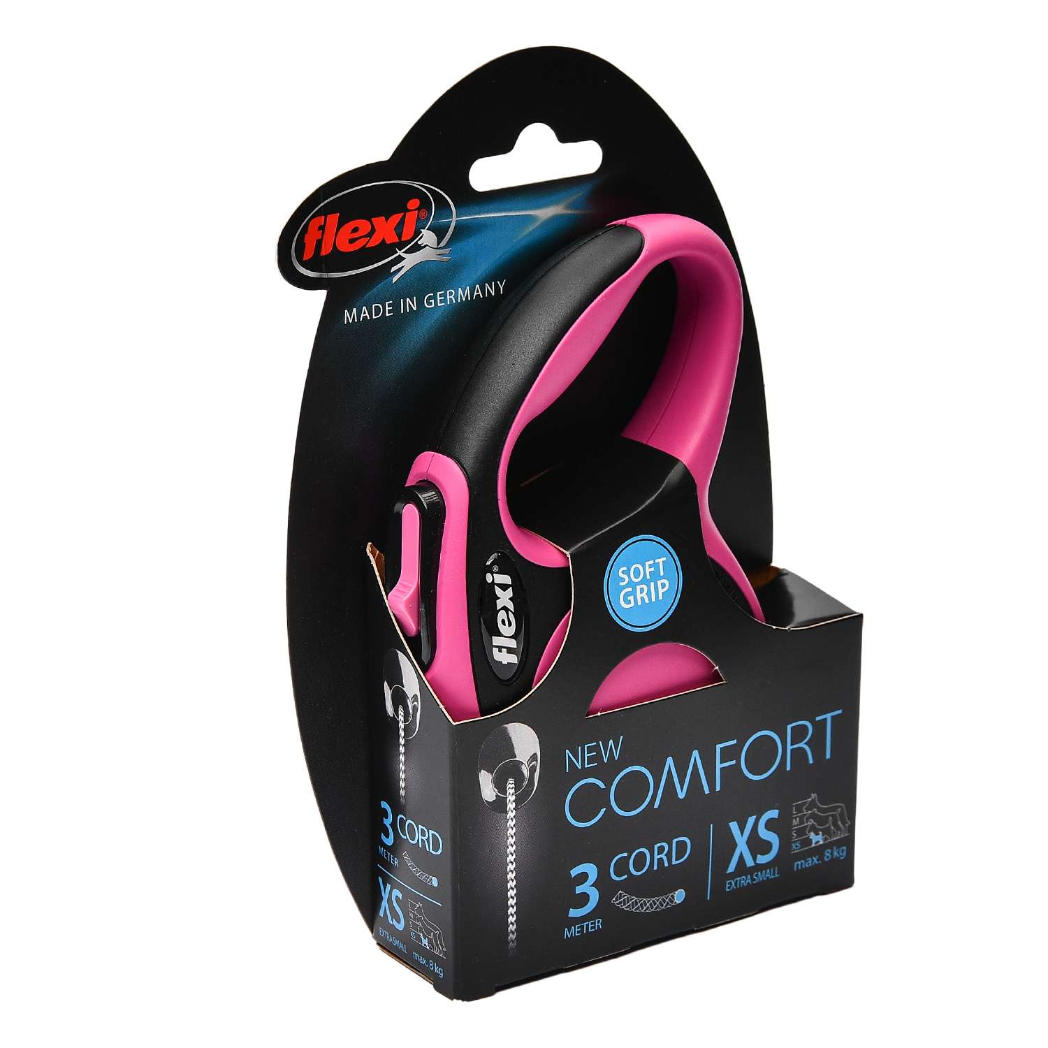 Рулетка Flexi New Comfort XS трос 3м до 8кг Черный-Розовый - фото 2