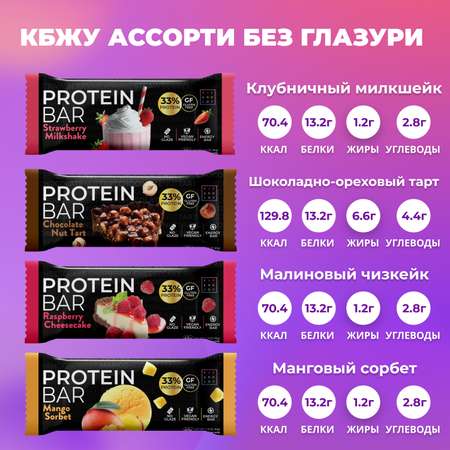 Протеиновые батончики FIT AND JOY без сахара без глазури ассорти 32шт