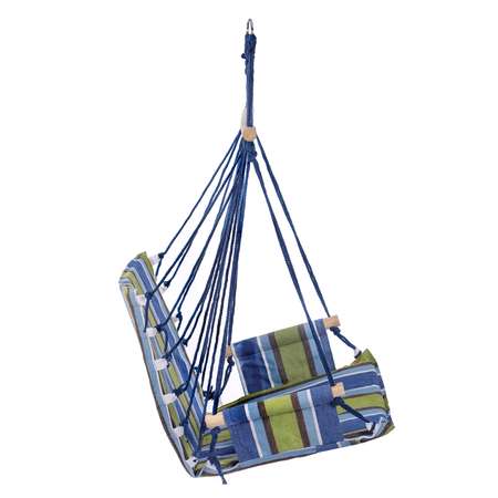 Гамак BABY STYLE кресло подвесное с подлокотниками голубой синий салатовый хлопок 56x102 см