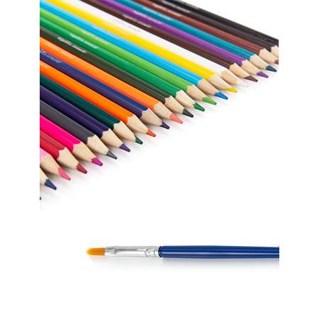Акварельные цветные карандаши Джик-Турбо WP24 в наборе 24 шт. + кисточка