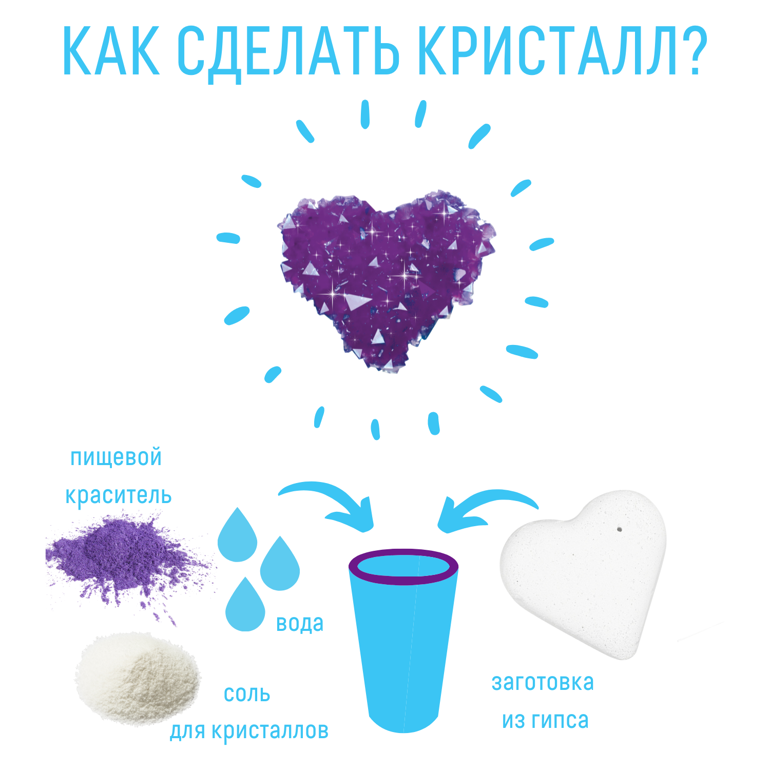 Набор для опытов Бумбарам Выращивание кристаллов Сердце фиолетовое - фото 5