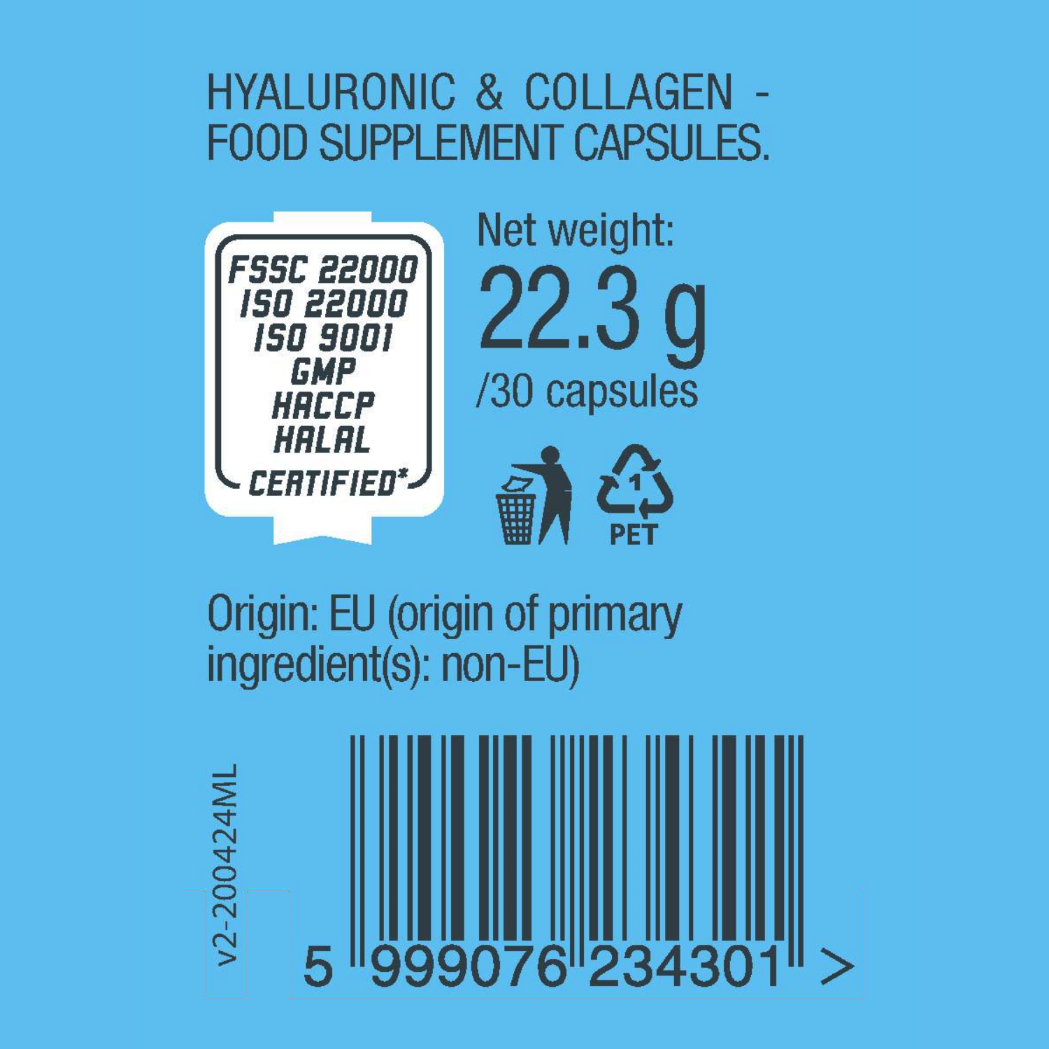 Гиалуроновая кислота BiotechUSA Hyaluronic Collagen 30 капсул - фото 3