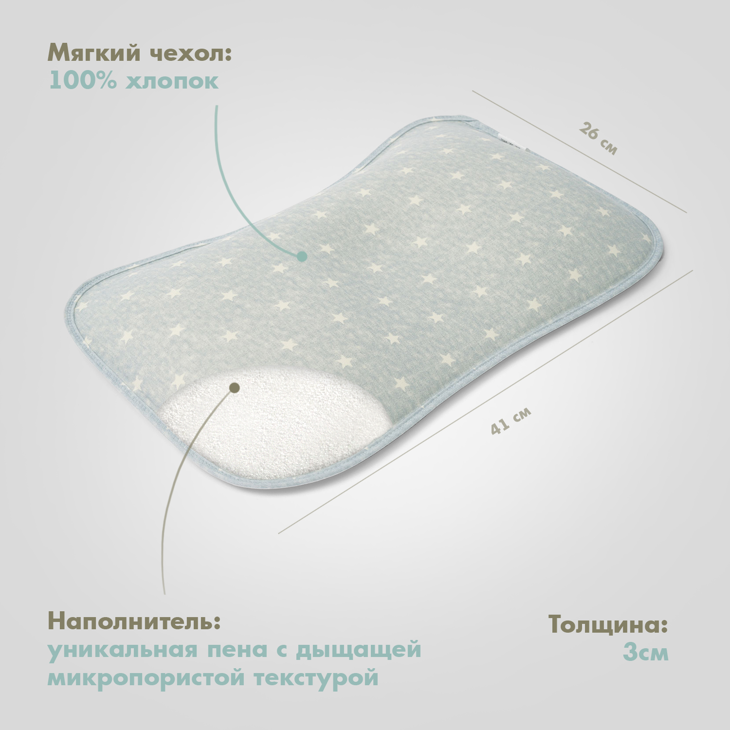 Подушка для новорожденного Nuovita Neonutti Miracolo Dipinto Серая - фото 6