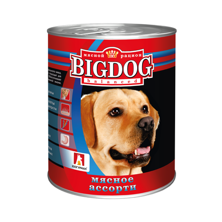 Корм влажный Зоогурман Big Dog Мясное ассорти 850 г х 6 шт