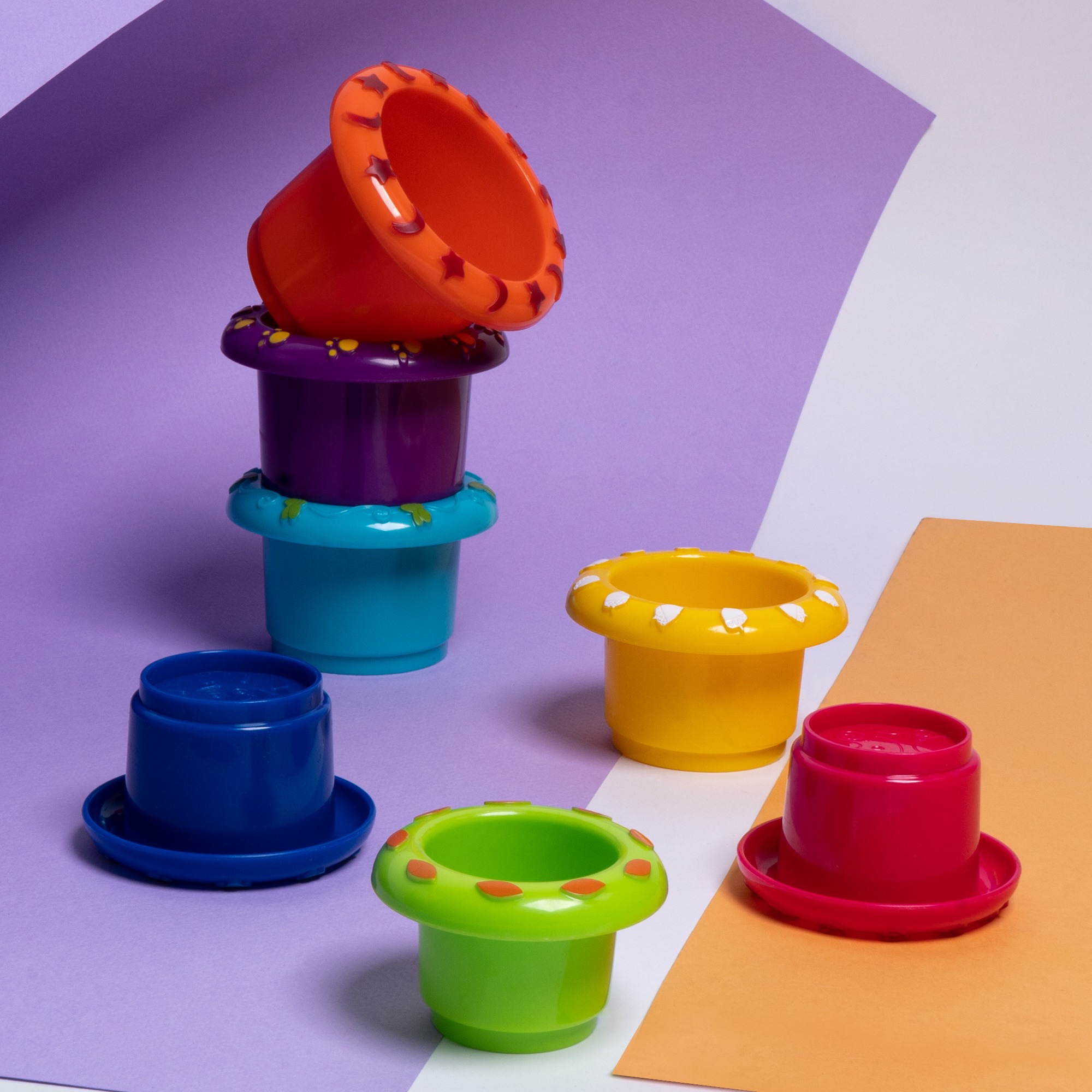 Игровой набор сортер Little Hero Пирамидка Веселые чашки для детей 7 деталей - фото 8