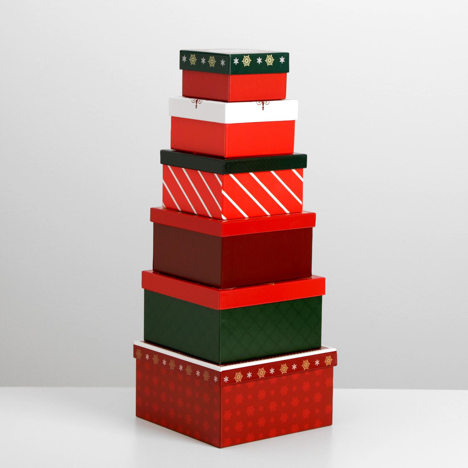 Набор Дарите Счастье подарочных коробок 10 в 1 «С новым годом». 10.2×10.2×6 ‒ 28.2×28.2×15 см - фото 2