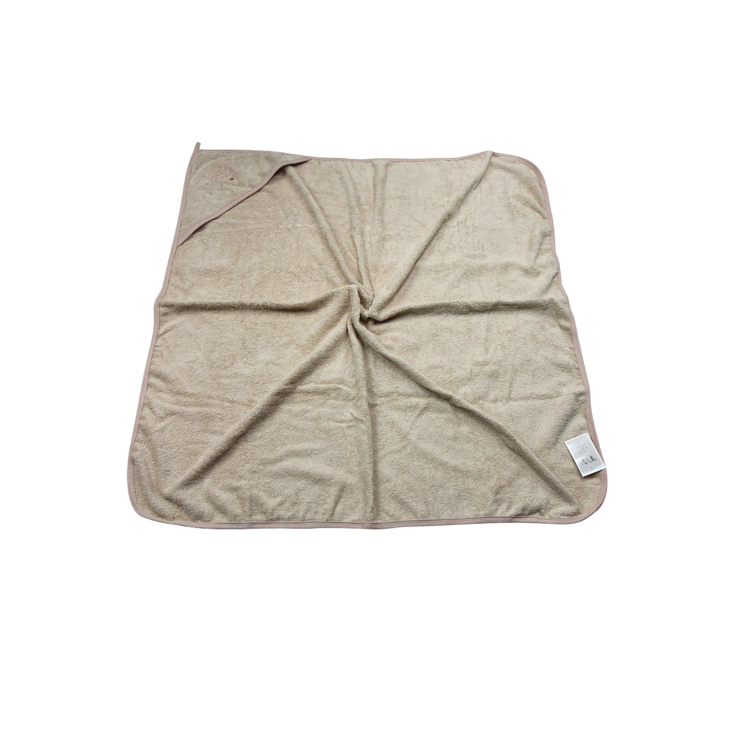 Полотенце с капюшоном YUMMYKI махровое с уголком 110х110 см бежевое собачка - фото 2