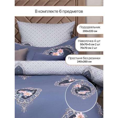 Постельное белье Arya Home Collection 2 спальное 4 наволочки евро простынь Alamode 200X220 Alina