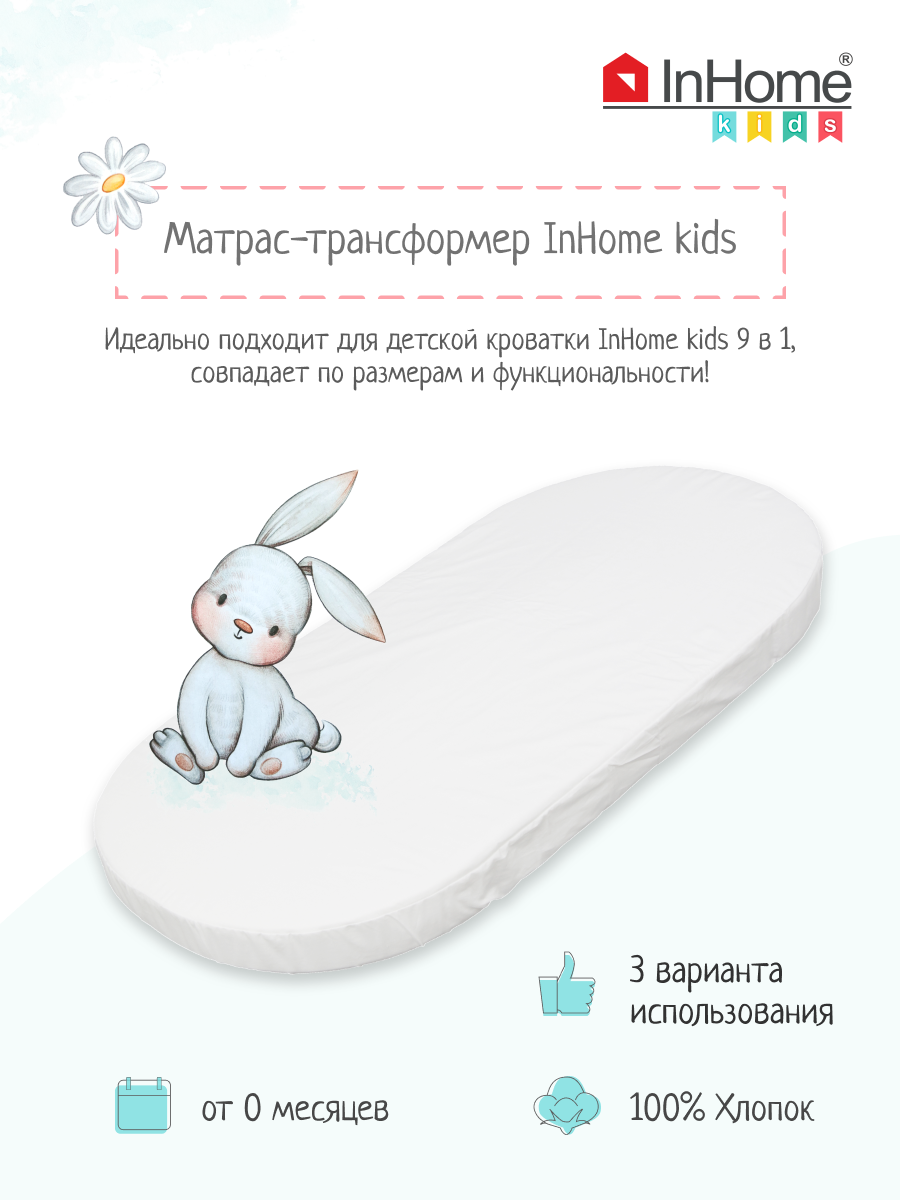 Матрас детский InHome kids овальный бязь - фото 1