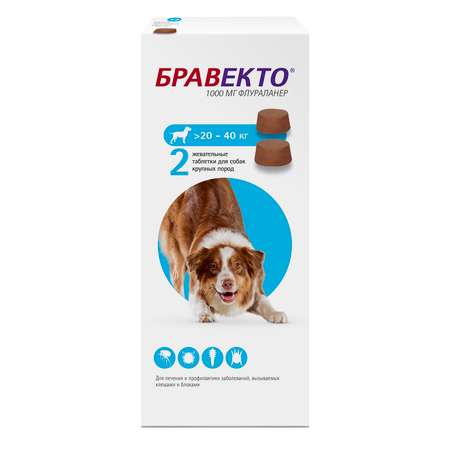 Препарат инсектоакарицидный для собак MSD Бравекто 1000мг №2