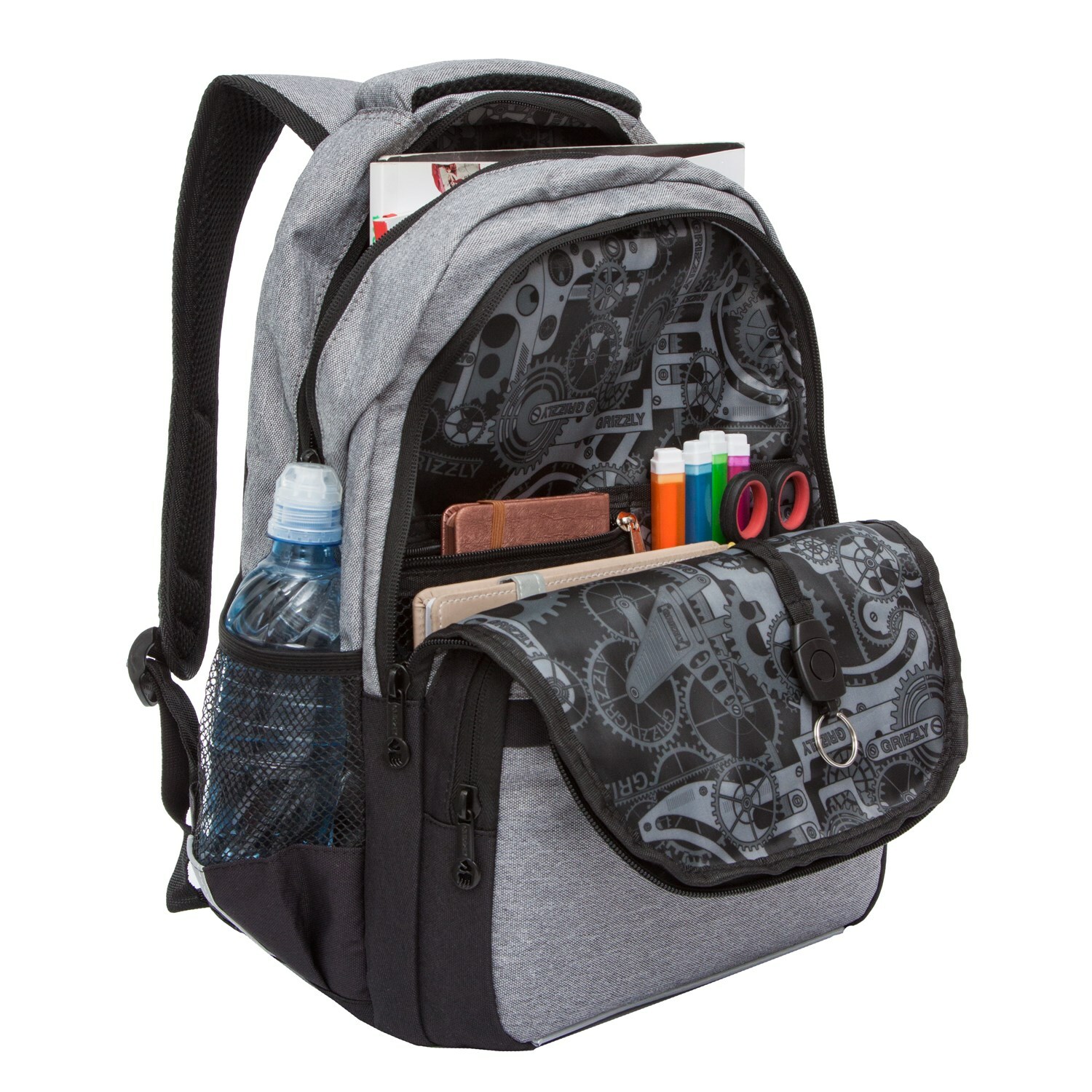 Рюкзак школьный Grizzly Классический Серый RB-054-6/6 - фото 5