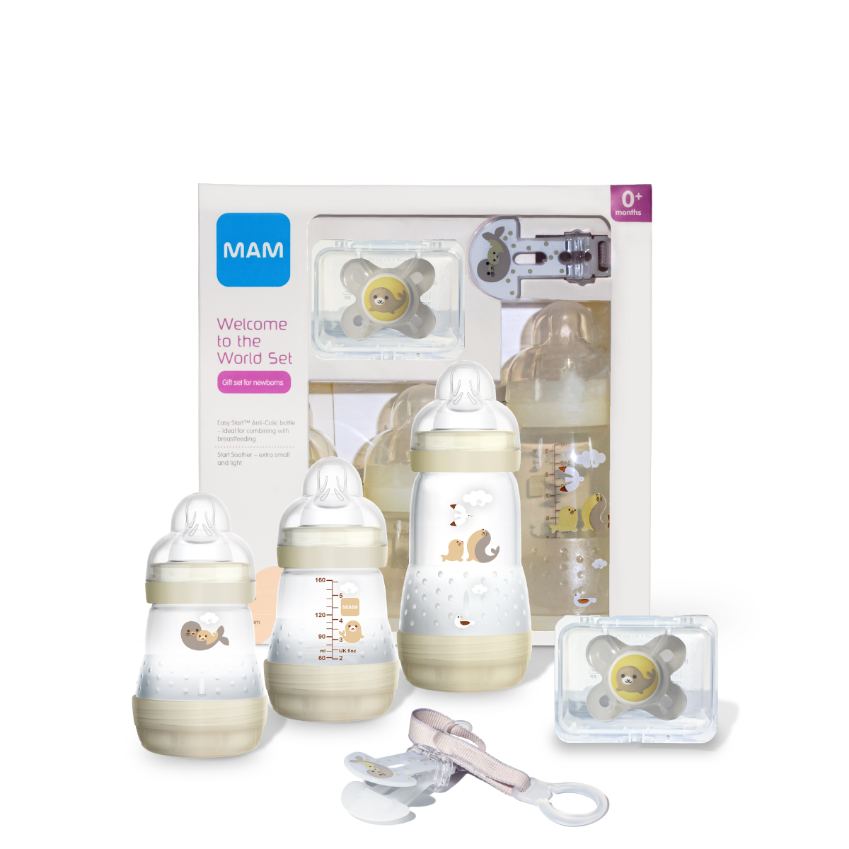 Набор бутылочек MAM Welcome to the world Giftset для новорожденных бежевый 0+ - фото 1