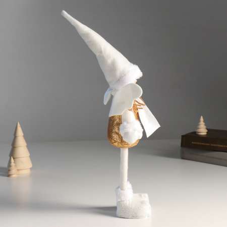 Кукла интерьерная Зимнее волшебство «Ангелочек в золотом сарафане белый колпак» 16х7х40 см
