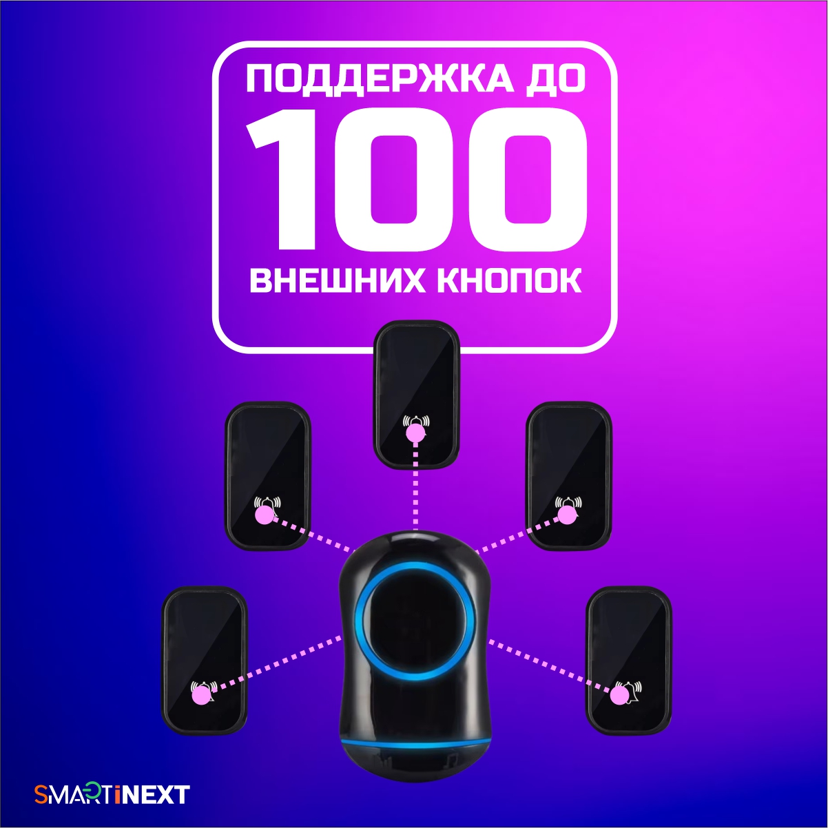 Звонок беспроводной дверной SmartiNext без батареек 52 мелодии черный - фото 8