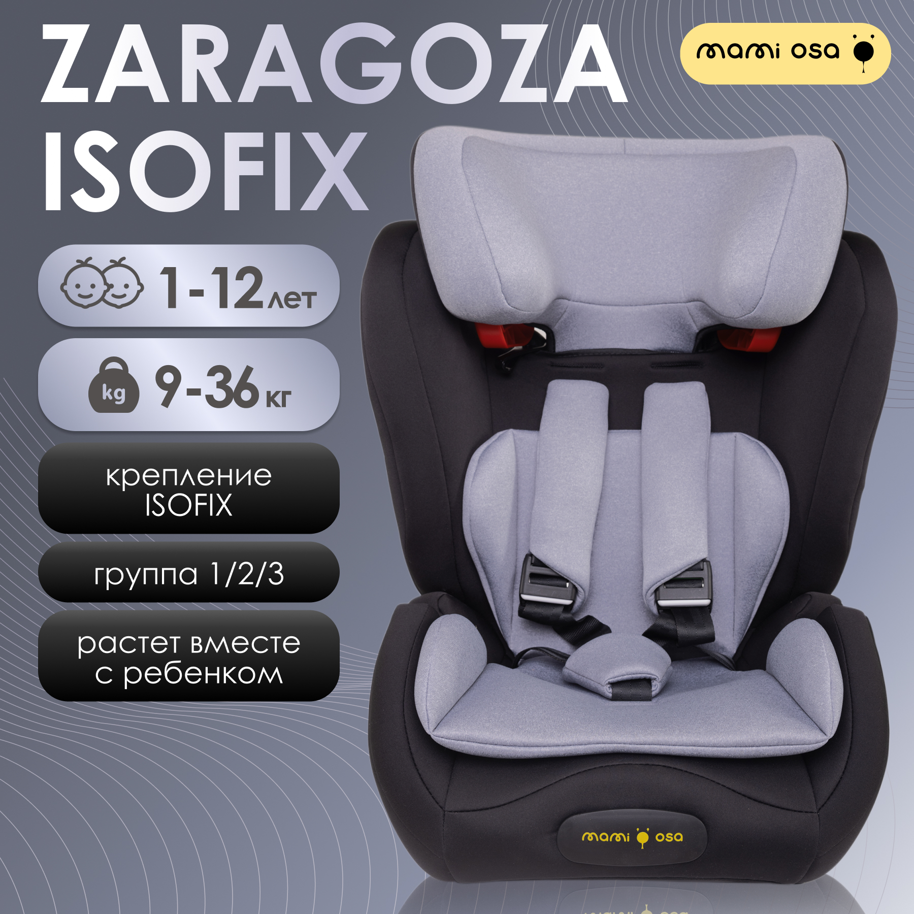 Автокресло Mamiosa Zaragoza Isofix 1/2/3 (9-36 кг) - фото 1