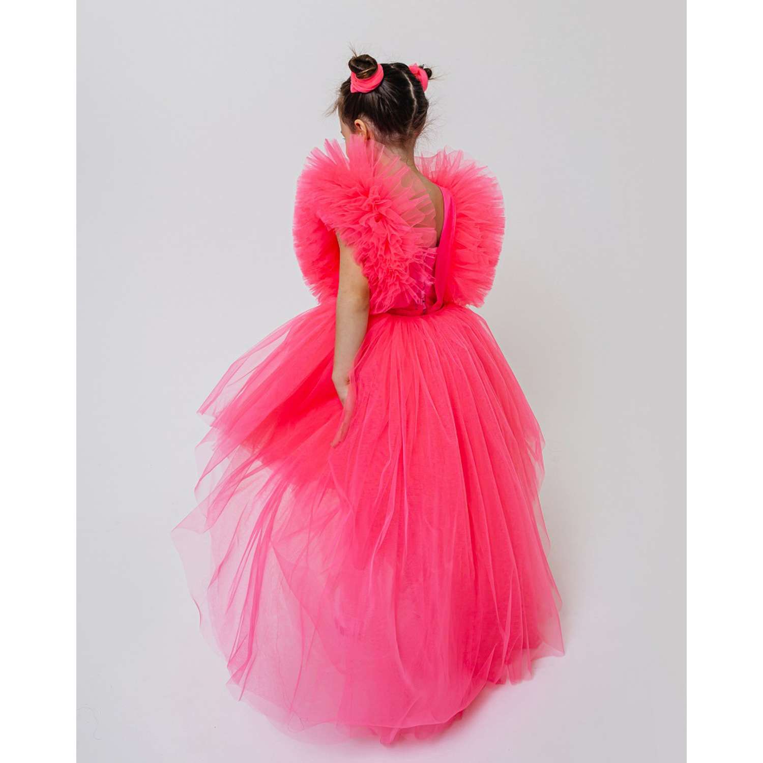 Платье Роскошь с Детства 07-RSD-27 розовый-неоновый- мини - фото 5