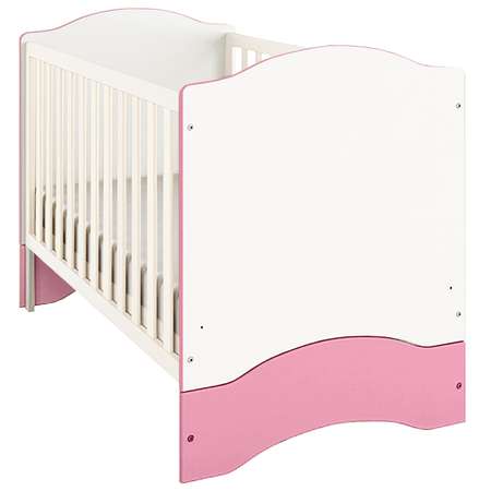 Детская кроватка Polini kids прямоугольная, без маятника (белый, розовый)