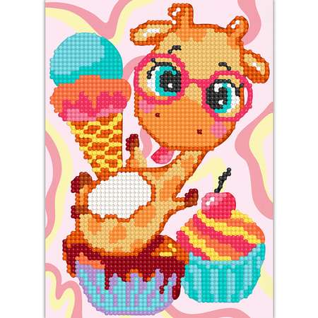 Алмазная мозаика Kiki на картоне Сладости для жирафа 15*21