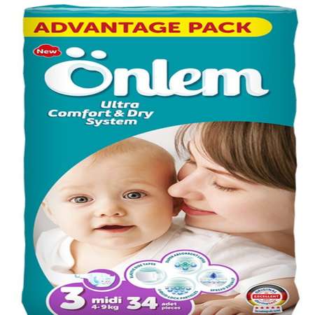 Подгузники Onlem Ultra Comfort Dry System для детей 3 4-9 кг 34 шт
