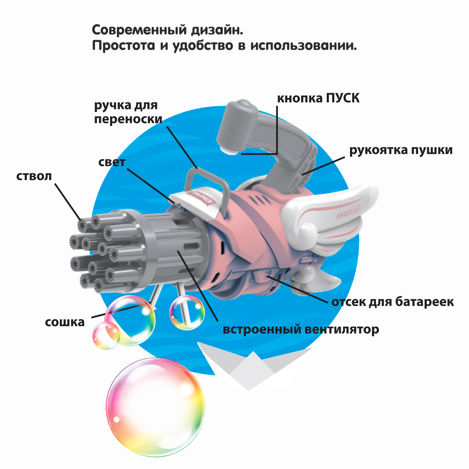 Мыльная пушка BONDIBON со световыми эффектами розового цвета серия Наше лето - фото 9