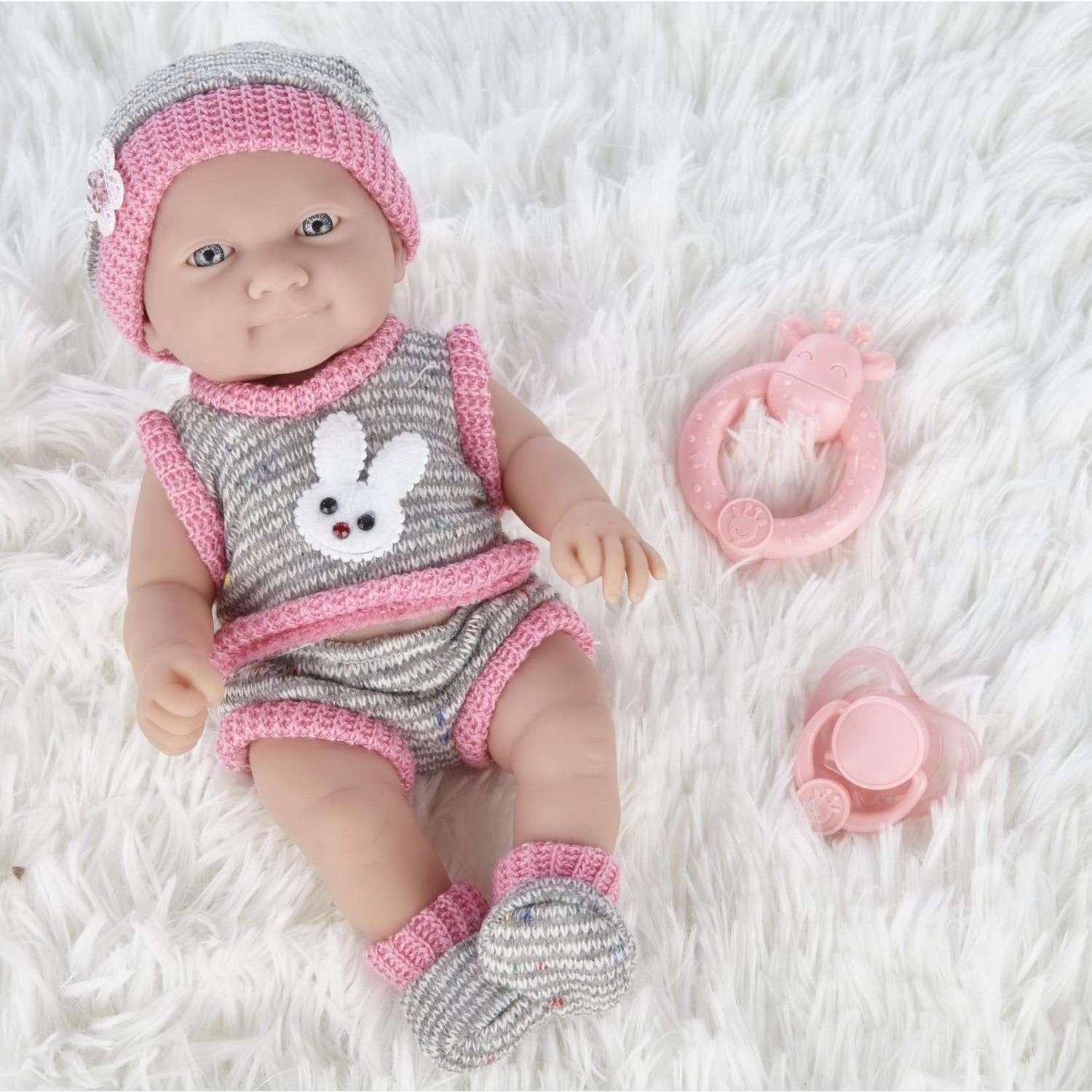 Кукла-пупс Junfa Pure Baby 30см в серой кофточке и шортиках с аксессуарами WJ-B9965 - фото 3