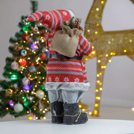 Фигура декоративная BABY STYLE Дед Мороз в красном костюме со скандинавскими узорами 60 см