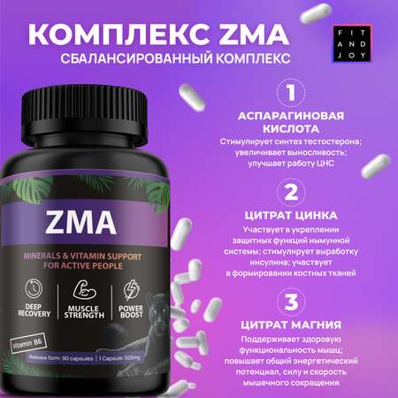 Комплекс предтренировочный zma FIT AND JOY бустер тестостерона