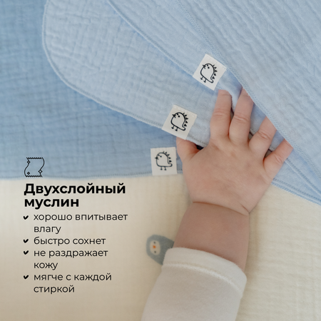 Платочки муслиновые BUBA KIDS Заповедный лес горчица миндаль 3шт