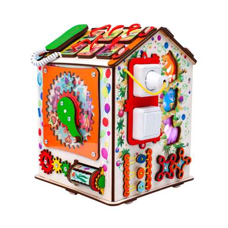 Бизиборд Jolly Kids развивающий домик со светом Смайлик