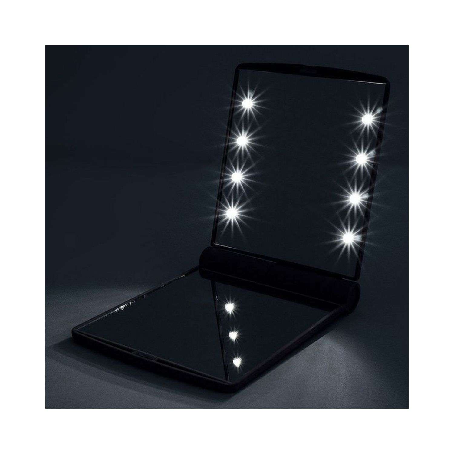 Зеркало Uniglodis Косметическое карманное с подсветкой из светодиодов. Черный - фото 3