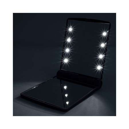 Зеркало Uniglodis Косметическое карманное с подсветкой из светодиодов. Черный