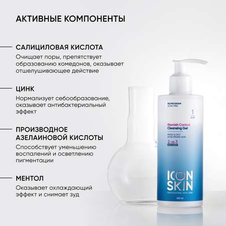 Очищающий гель для лица и тела ICON SKIN BLEMISH CONTROL для проблемной кожи