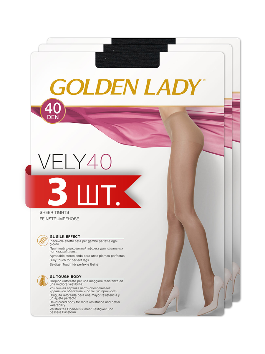 Колготки 3 пары Golden lady Gld VELY 40 Nero (спайка 3 штуки) - фото 1