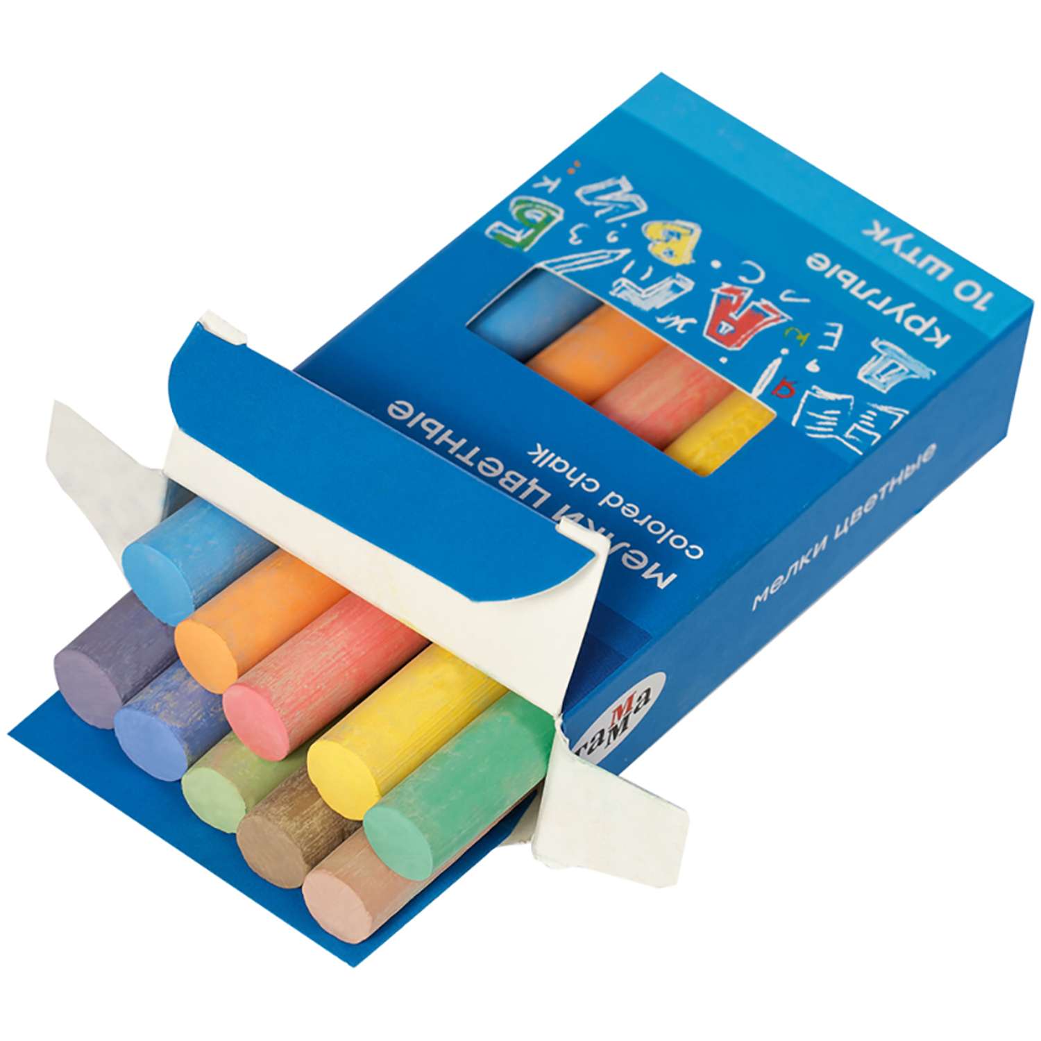Мелки школьные Гамма цветные 10шт. мягкие круглые картонная упаковка европодвес - фото 9