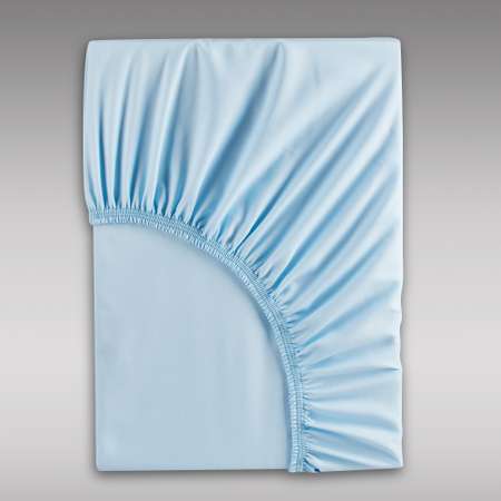 Простыня на резинке Mrs.Stretch Mr.Jersy 160х200 см натяжная полисатин цвет голубой