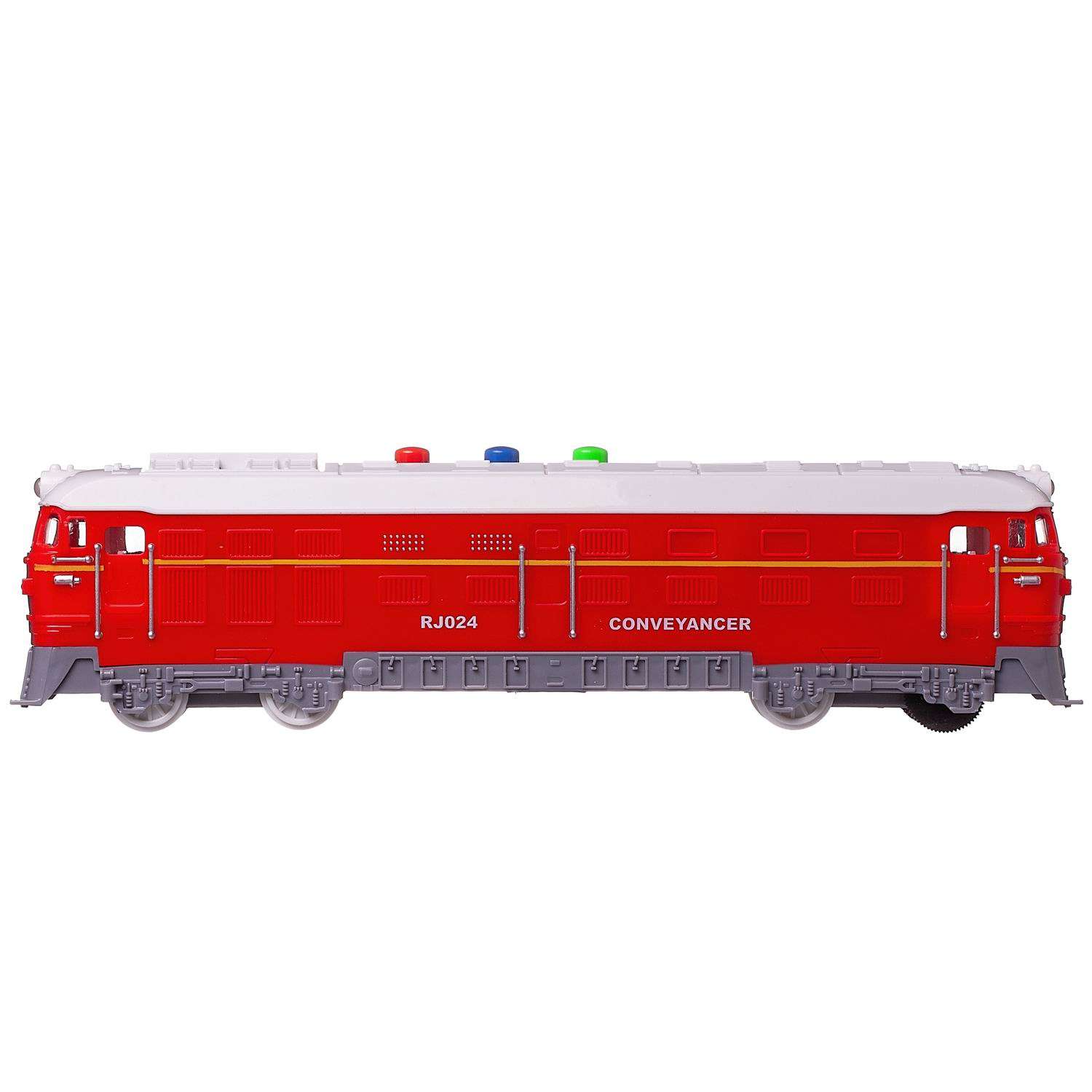 Поезд ABTOYS локомотив красный пластмасовый фрикционный свет звук RJ024/красный - фото 4