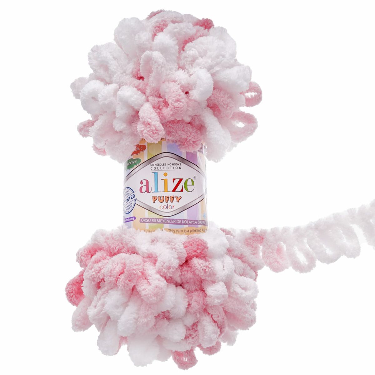 Пряжа для вязания Alize puffy color 100 г 9 м микрополиэстер плюшевая мягкая 5863 секционный 5 мотков - фото 4