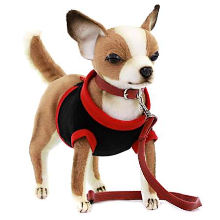 Реалистичная мягкая игрушка HANSA Собака чихуахуа в черной футболке 24 см