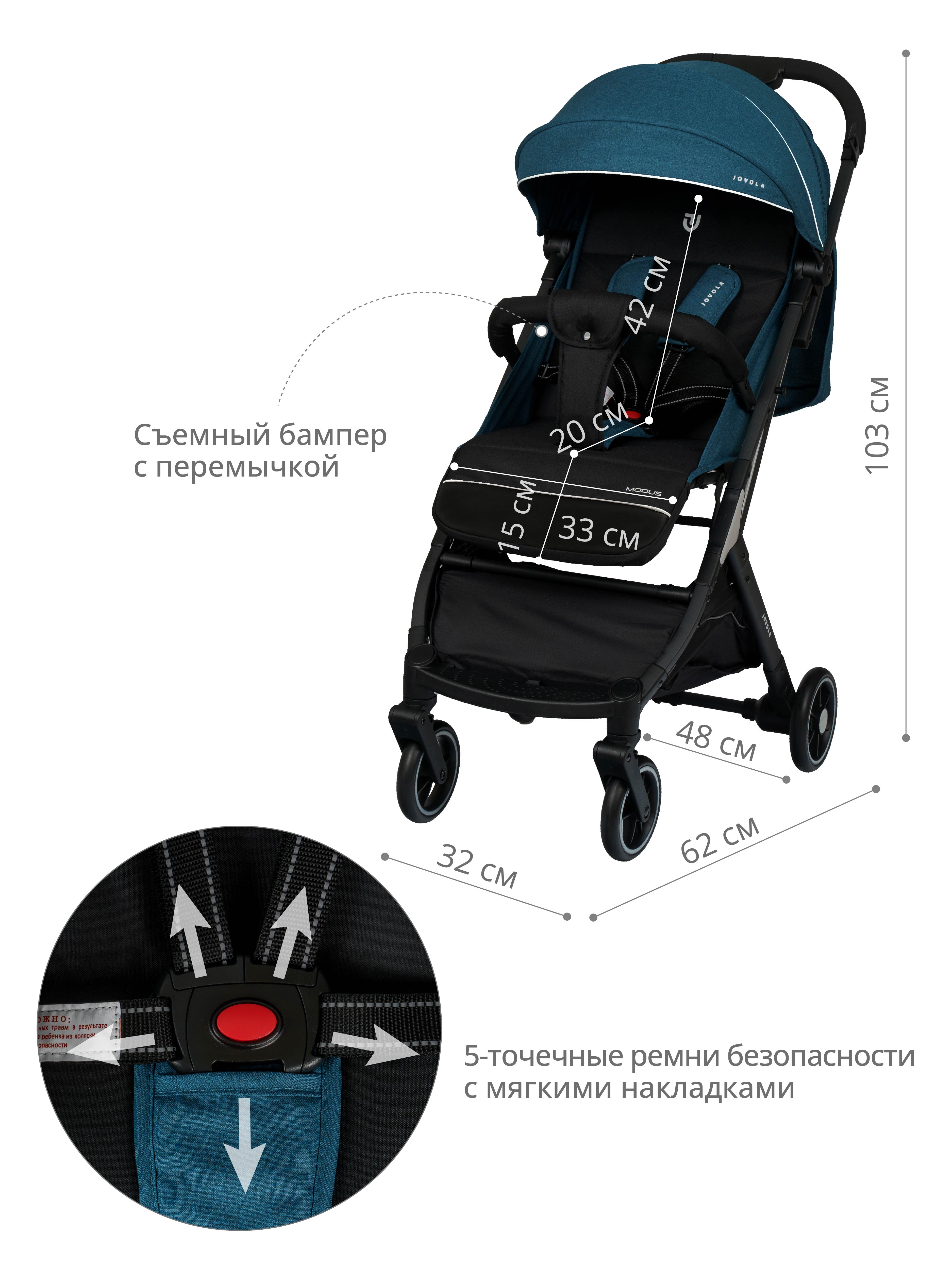 Коляска прогулочная JOVOLA Modus синий - фото 4