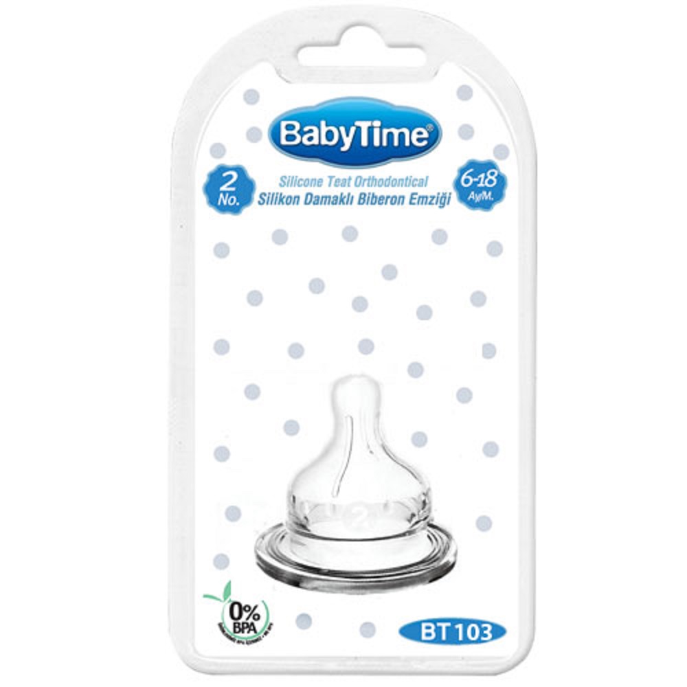 Соска силиконовая BabyTime с широким горлышком №2 - фото 1