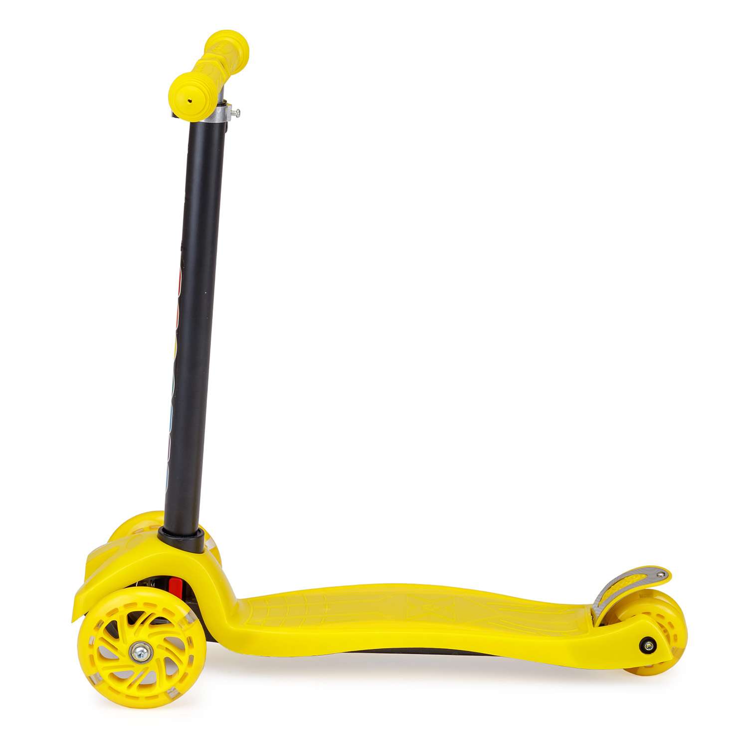 Самокат BABY STYLE детский светящиеся колеса с тормозом до 25 кг желтый - фото 2