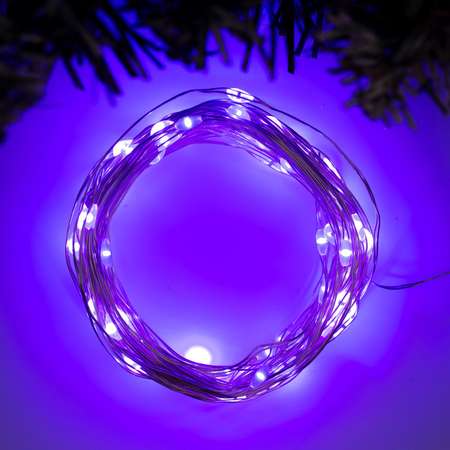 Гирлянда Luazon «Нить» 10 м роса IP20 серебристая нить 100 LED свечение фиолетовое 12 В